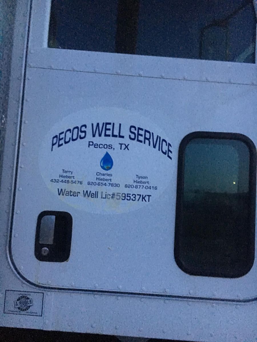 Pecos Well Service truck — Water Well Lic. #59537KT, serving the Fort Stockton area